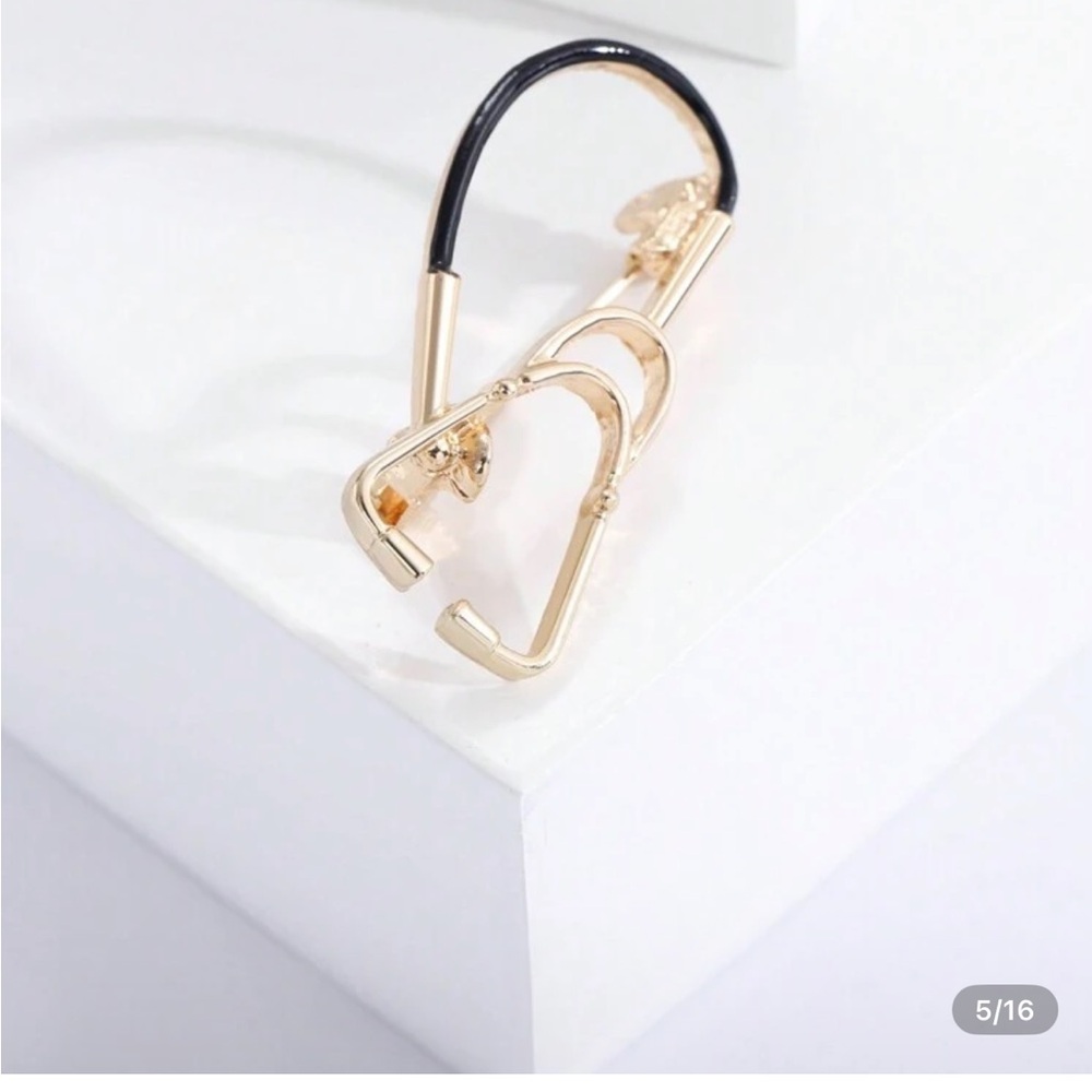Elegant Gold and Black Stethoscope brooch nwt - Picture 3 of 3